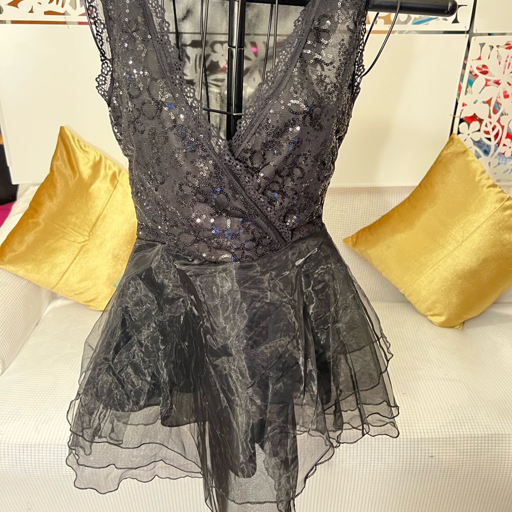 Black Sequin Lace Dress